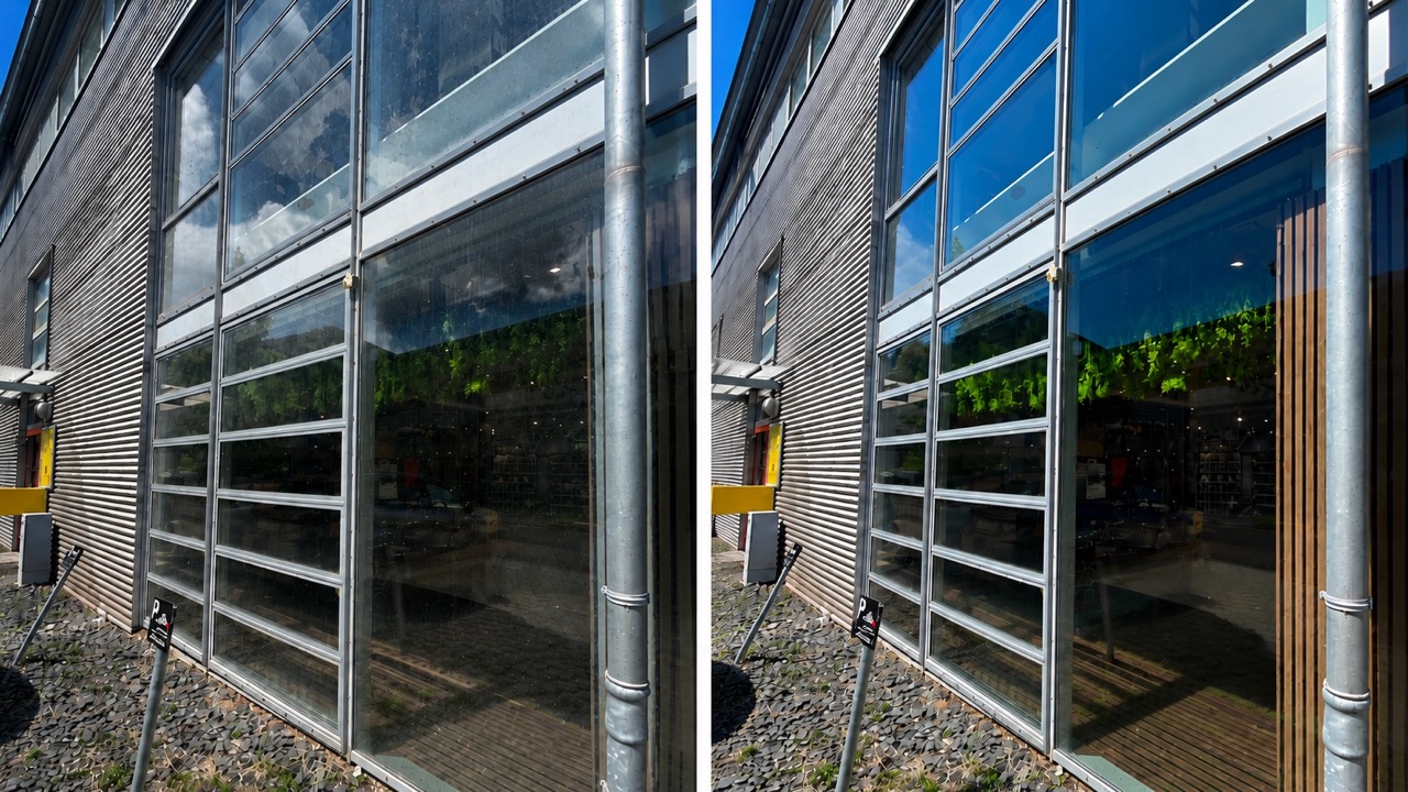 Einzelhandel Schaufenster Fensterreinigung vorher-nachher Stuttgart